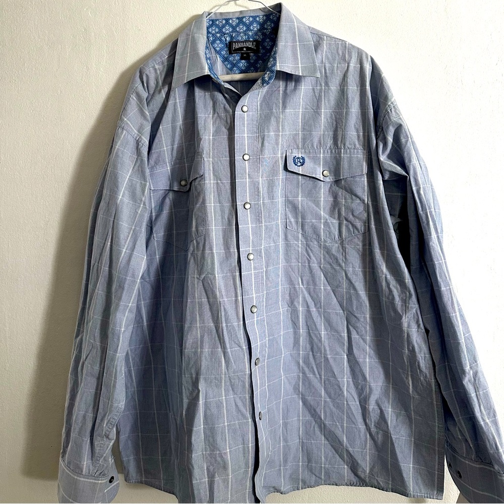 Panhandler xl Button  down blue /white XL like new.western cowboy vaquero